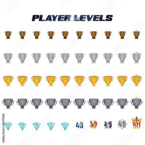 Player Levels from 1 to 50 useful in the gaming industry