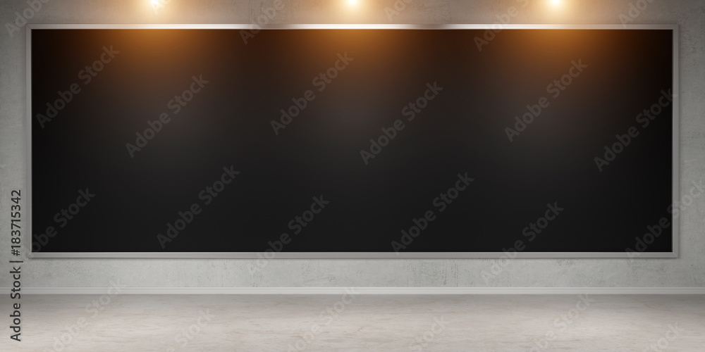 Black blackboard on wall 3D rendering Black blackboard on wall 3D rendering