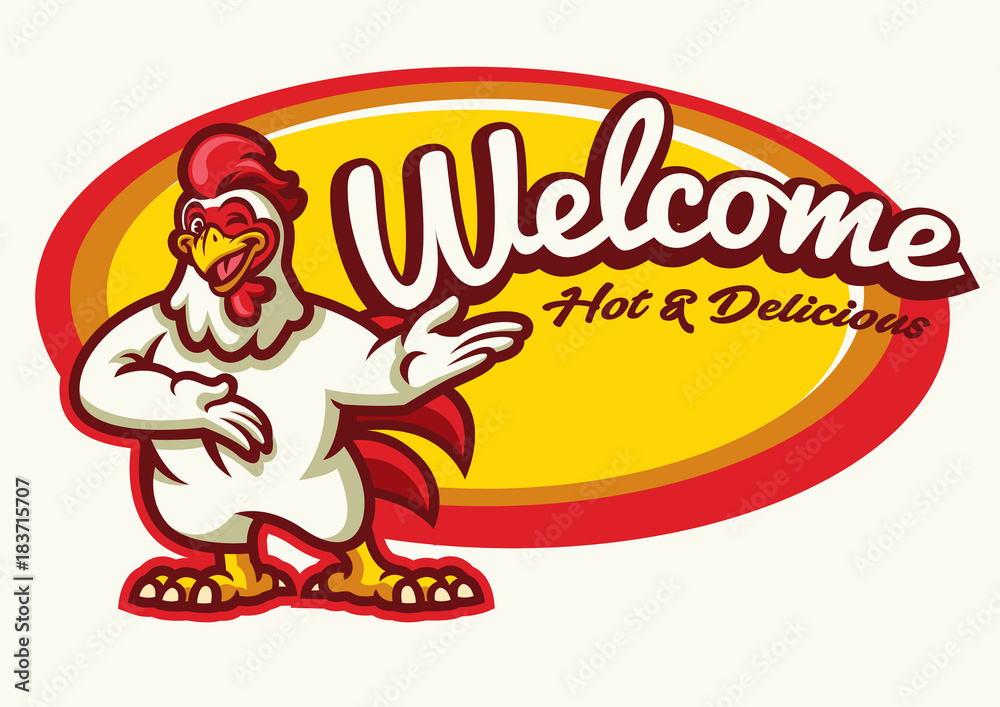 chicken rooster mascot happy