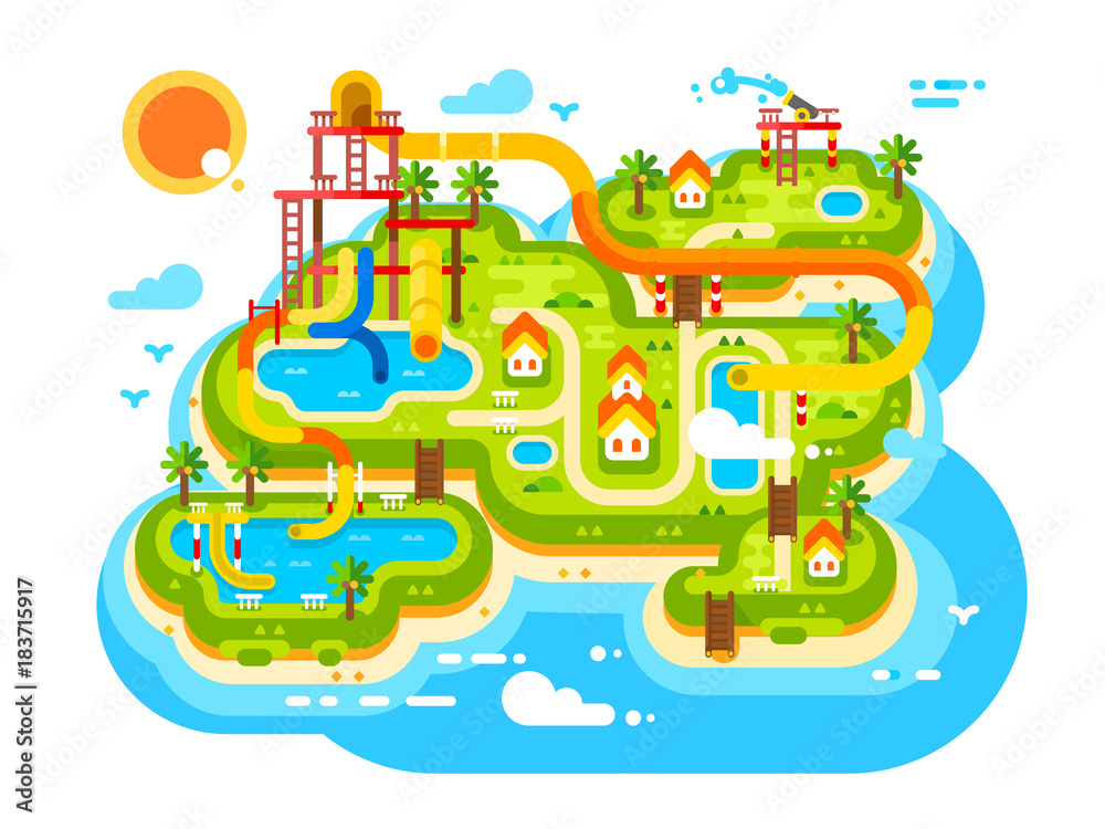 Aquapark plan with water slides Aquapark plan with water slides