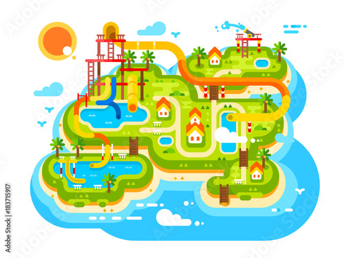 Aquapark plan with water slides