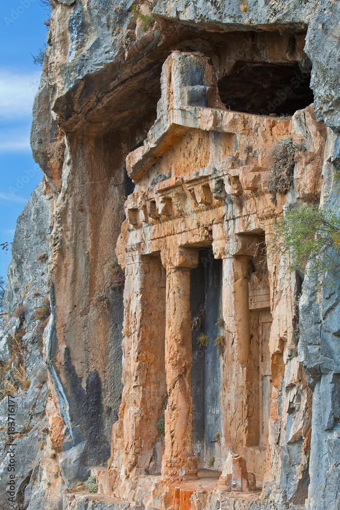 Naklejka premium Rock tomb in Dalyan, Turkey