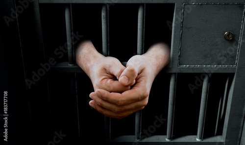 Canvas Print Jail Cell Door And Hands