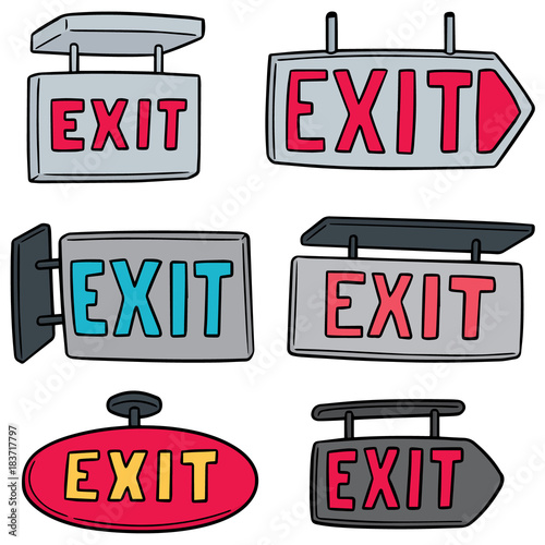 vector set of exit sign