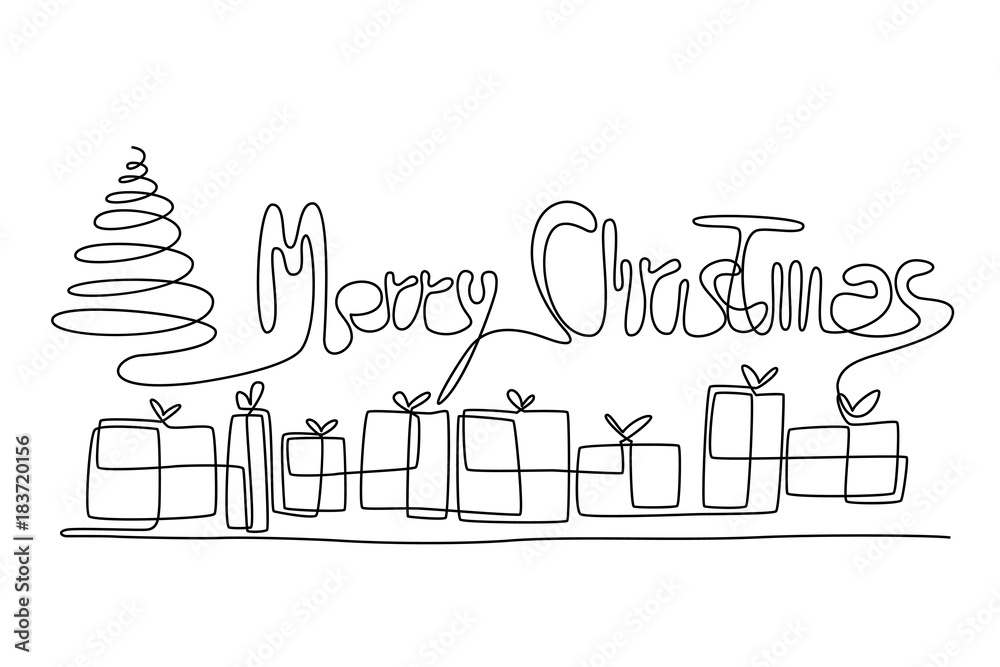 One Line Christmas Greeting Card
