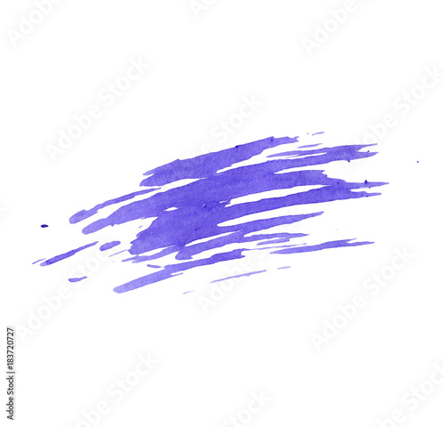 Hand painted purple watercolor smudge texture isolated on the white background. Grunge design.
