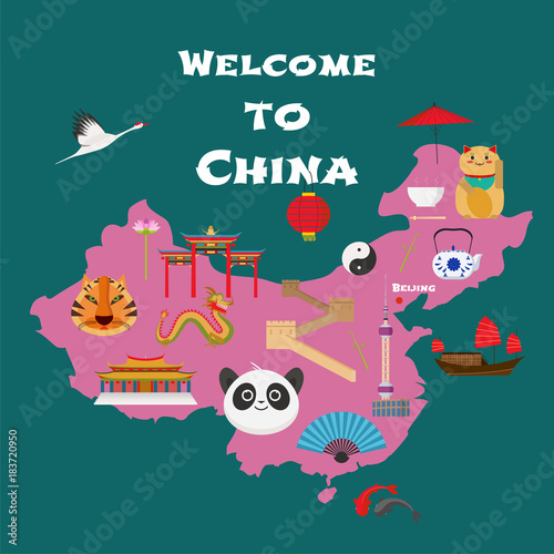 Map of China vector illustration, design element