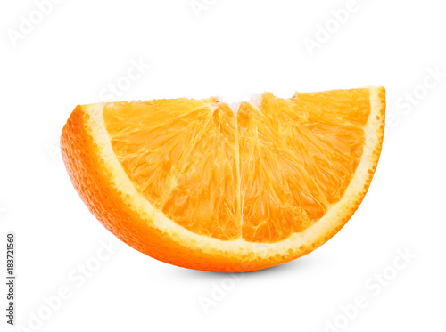 sliced fresh orange fruit isolated on white background