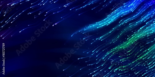 Wide-format header with flying swarm fireflies in night glowing tracks
