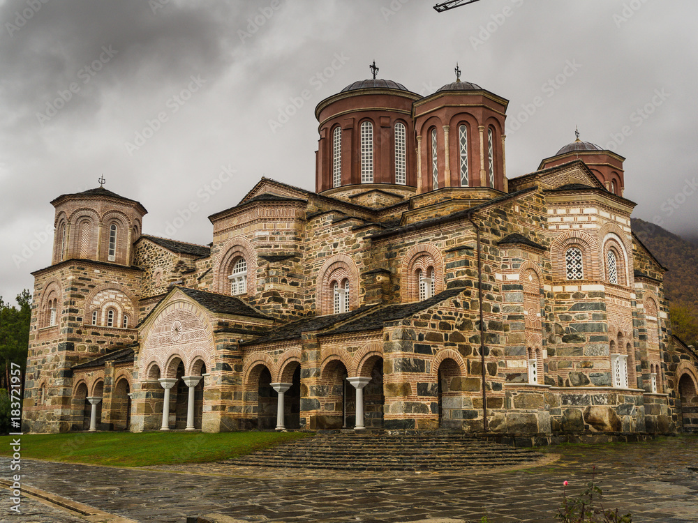 KERKINI, GREECE- 02.12.2017: Monastery of Timios Prodromos in north Greece in autumn