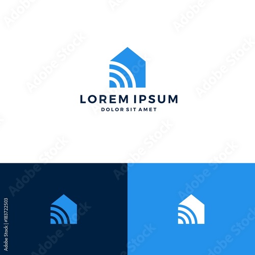smart home house signal wifi wireless logo vector download