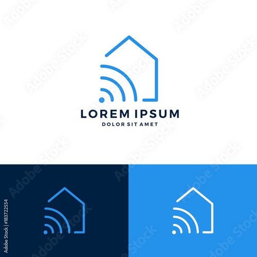 smart home house signal wifi wireless logo vector download