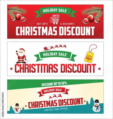 Christmas sale web banner vector illustration
