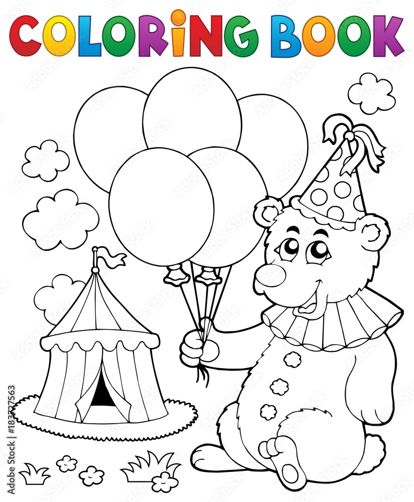 Coloring book bear with balloons Coloring book bear with balloons