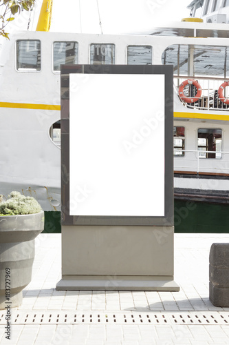 Billboard in front of passenger ferry photo