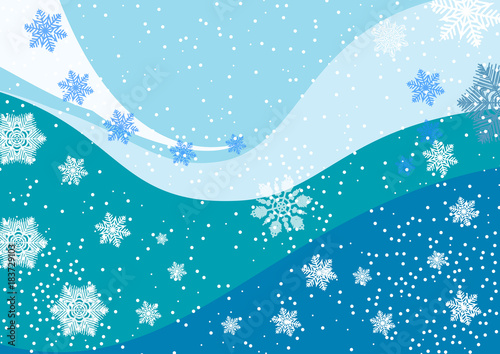 Abstract Christmas winter design with snowflakes on blue background. Vector Illustration