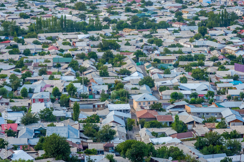 Aerial view over Osh, Kyrgyzstan
