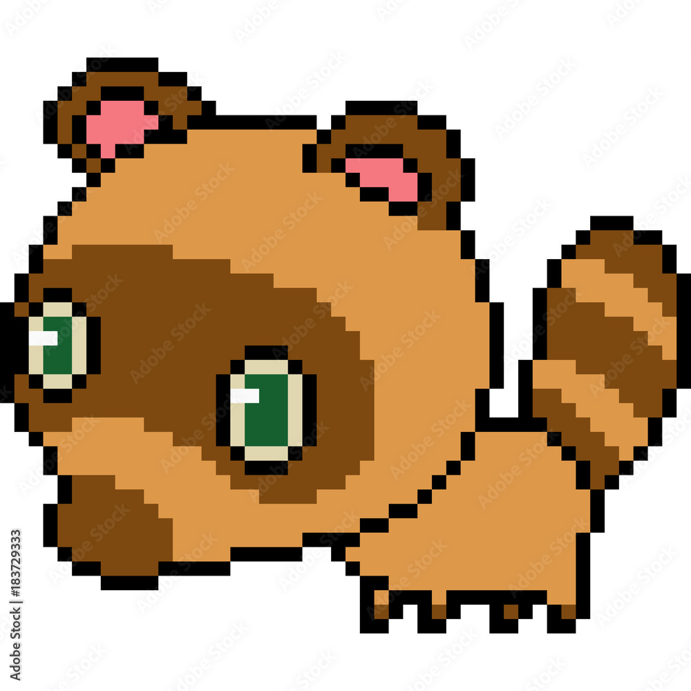 Obraz premium vector pixel art raccoon