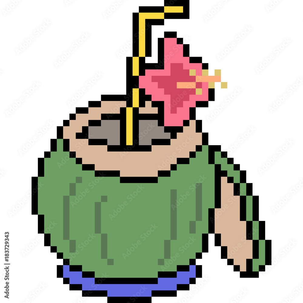 vector pixel art coconut juice vector pixel art coconut juice