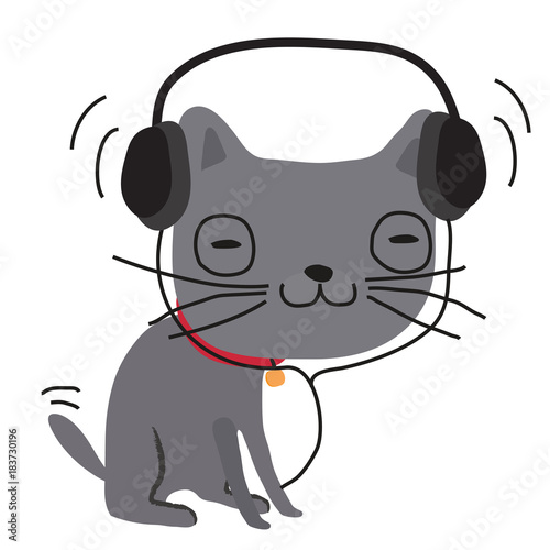 Кот в наушниках