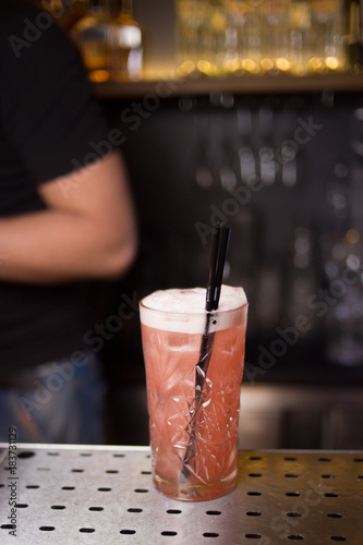 Pink alcoholic drink