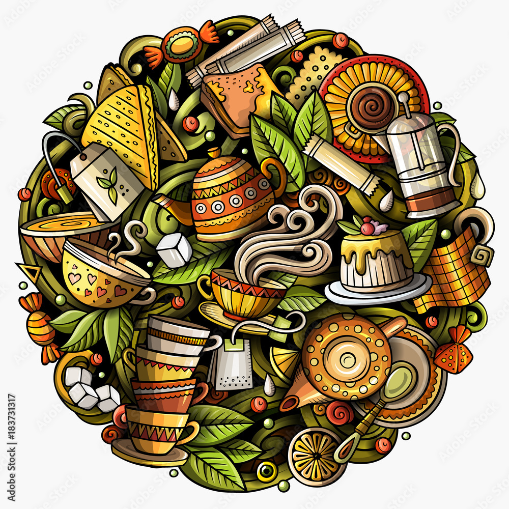 Cartoon For Tea Cartoon vector doodles Tea illustration Stock Vector | Adobe Stock
