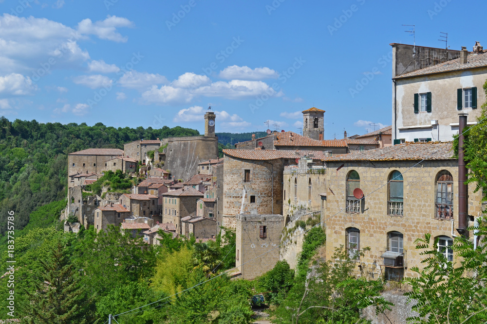The stone medieval Town of Sorano, Tuscany, Italy
