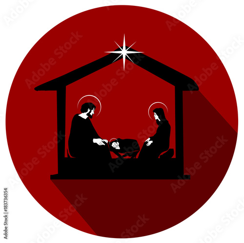 Christmas Christian nativity scene flat design icon vector eps 10