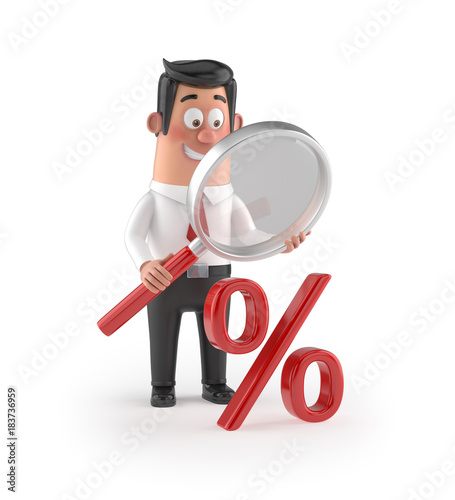 Obraz na płótnie 3D funny cartoon manager - looking percent