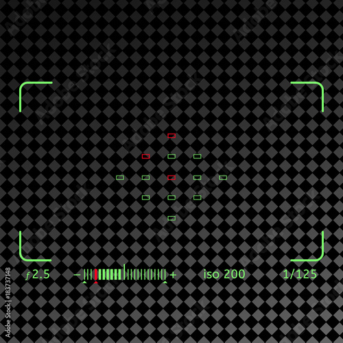 The focusing screen of the camera. Camera recording viewfinder. Video screen on a transparent background.