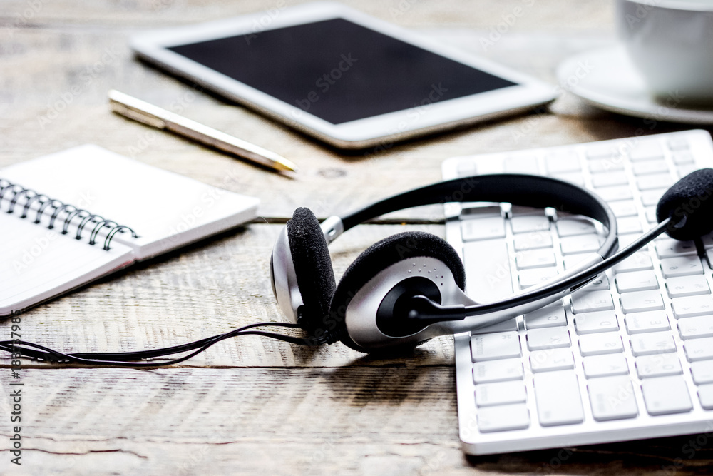 call center manager work desk with headset and keyboard call center manager work desk with headset and keyboard