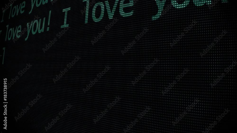 hand typing i love you words writing on old led lcd tube computer