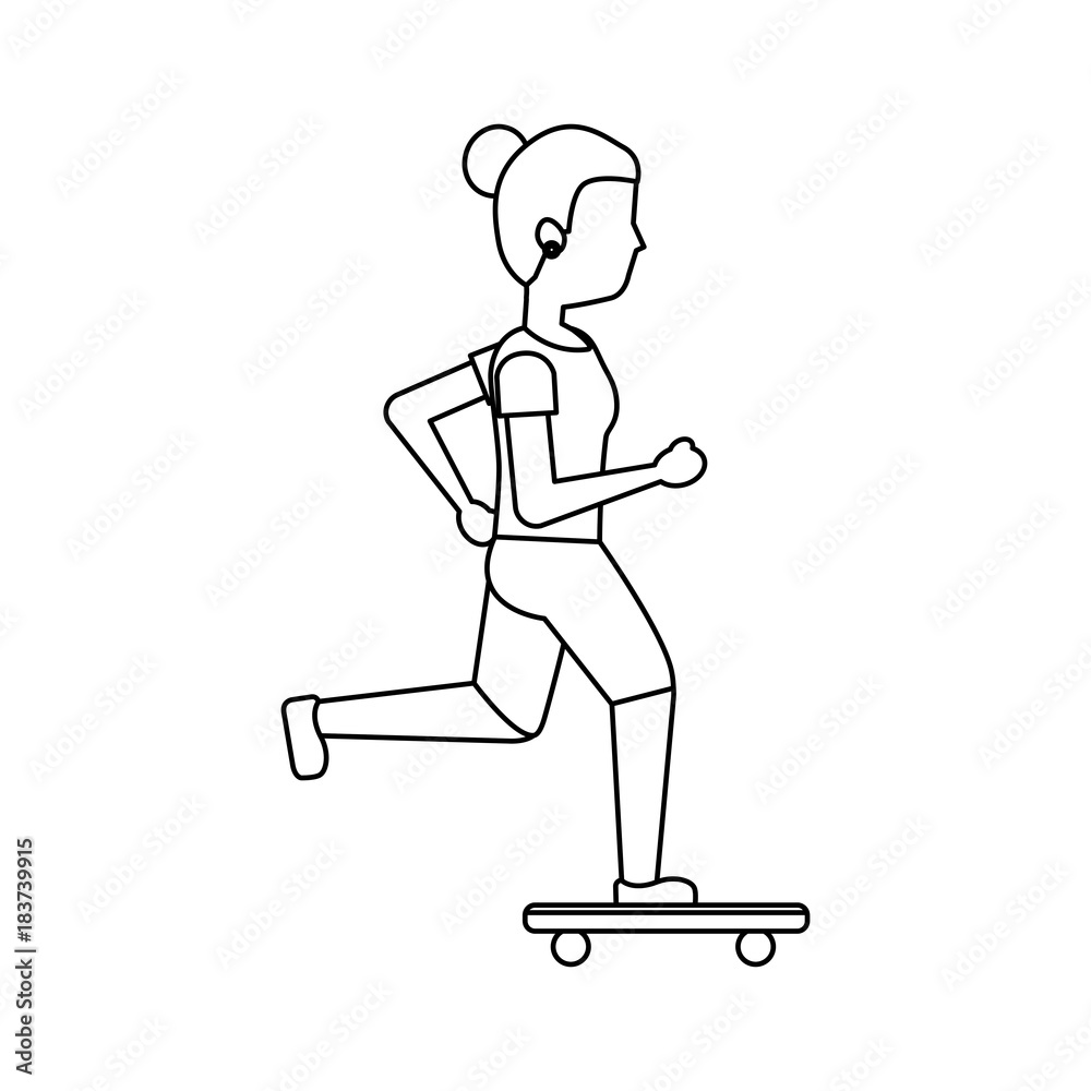 woman skateboarding icon image vector illustration design 
