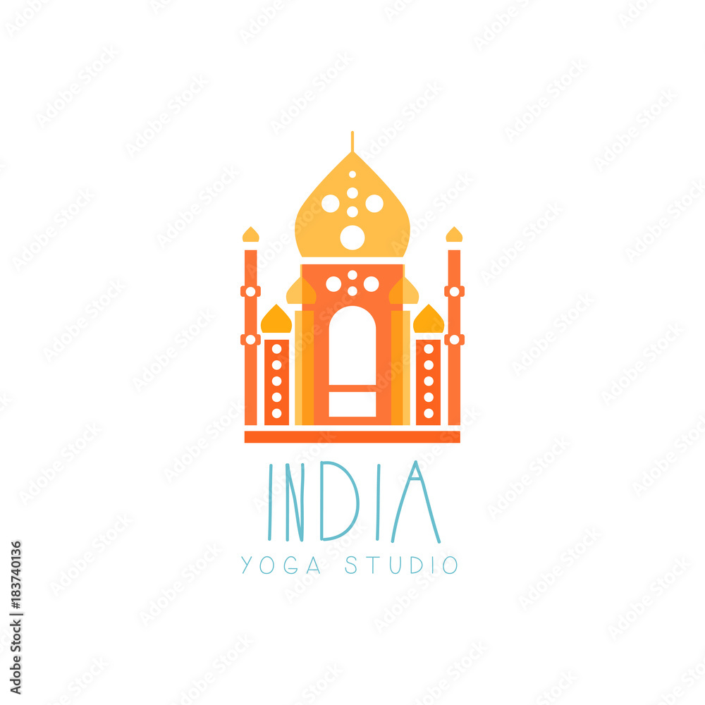 Abstract India Taj Mahal creative yoga logo