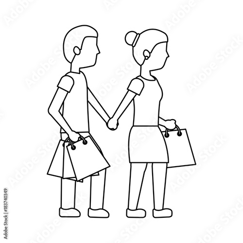 woman and man shopping icon image vector illustration design 