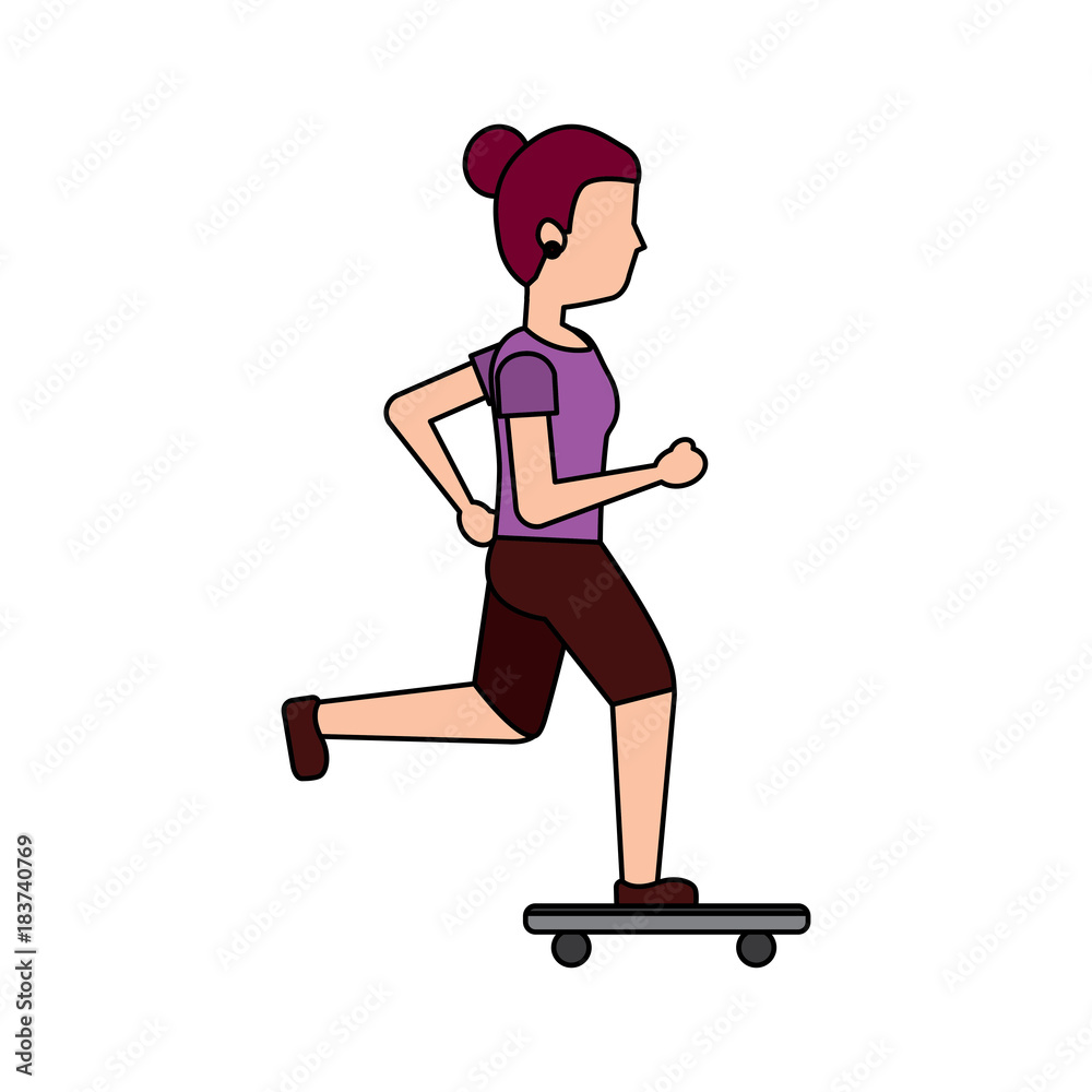 Fototapeta premium woman skateboarding icon image vector illustration design 