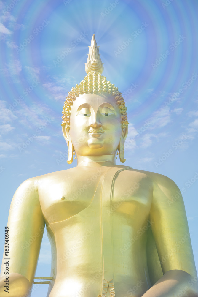 Golden Buddha statue at Wat Muang temple in Angthong, Thailand