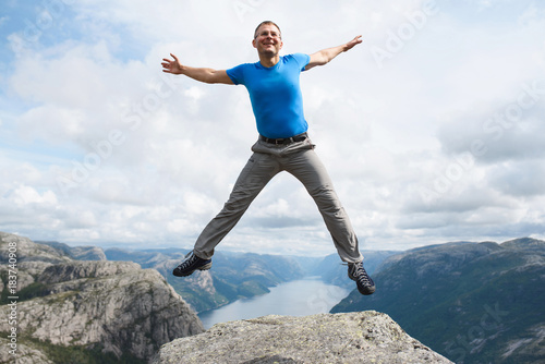 Jumping Man at Lysefjord