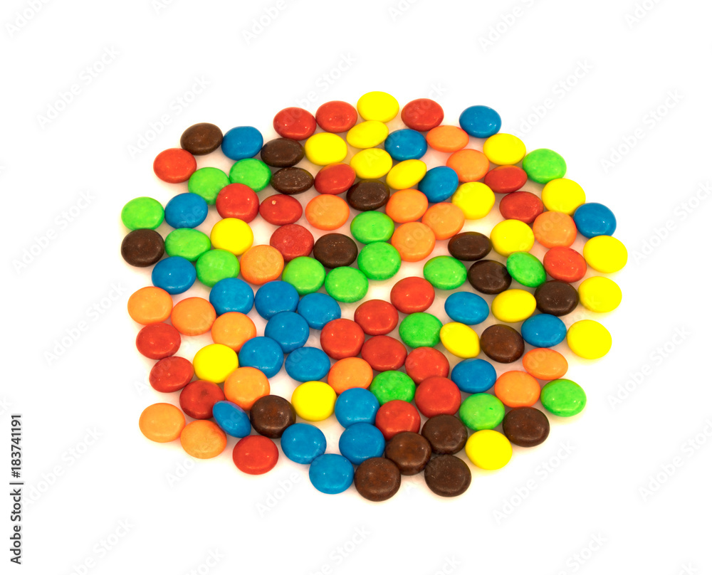 Colorful button shaped chocolates candy isolated Colorful button shaped chocolates candy isolated