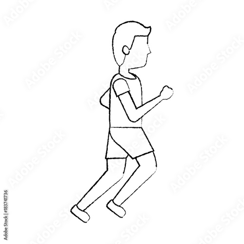 sport man walking fitness activity concept vector illustration sketch
