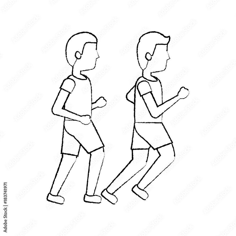 two man sport running sport image vector illustration sketch two man sport running sport image vector illustration sketch