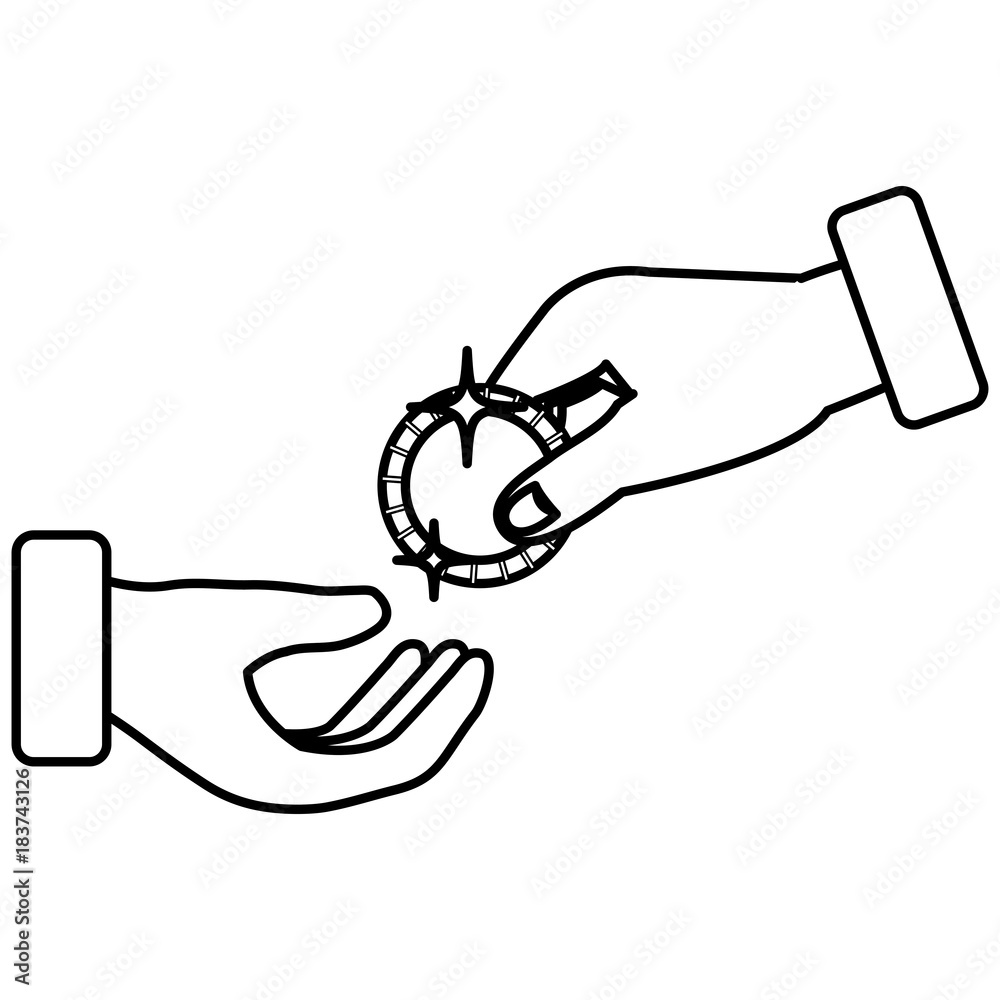 hands with coin money isolated icon vector illustration design hands with coin money isolated icon vector illustration design
