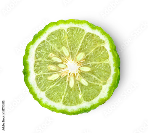 bergamot on white background. with chadow and clipping path.