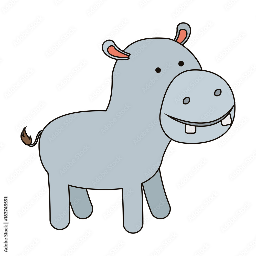 hippopotamus cartoon colorful silhouette in white background with thin contour vector illustration hippopotamus cartoon colorful silhouette in white background with thin contour vector illustration