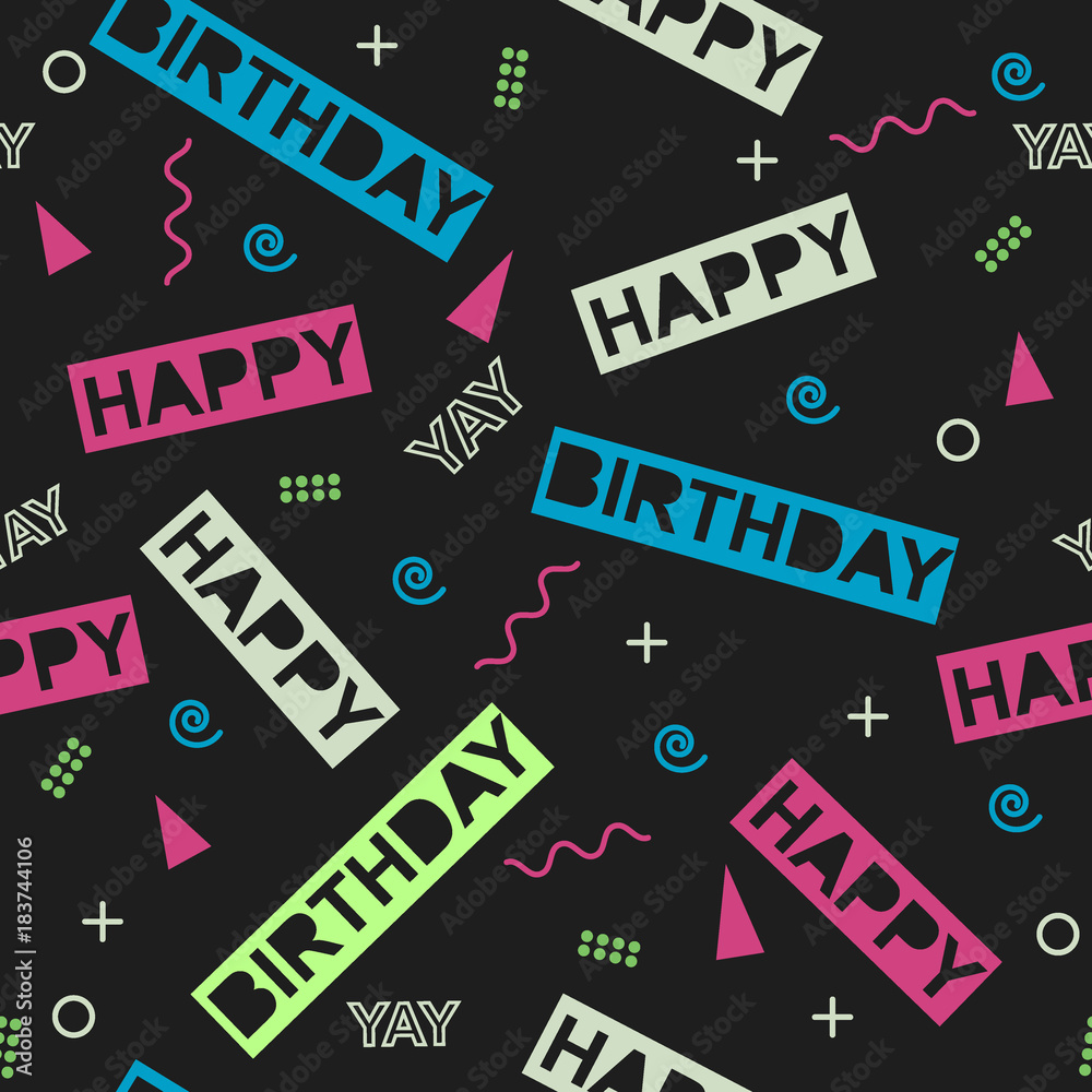 Obraz premium Bright colorful birthday seamless pattern