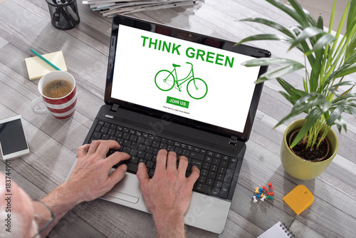 Think green concept on a laptop