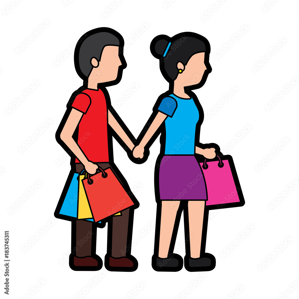 woman and man shopping icon image vector illustration design 