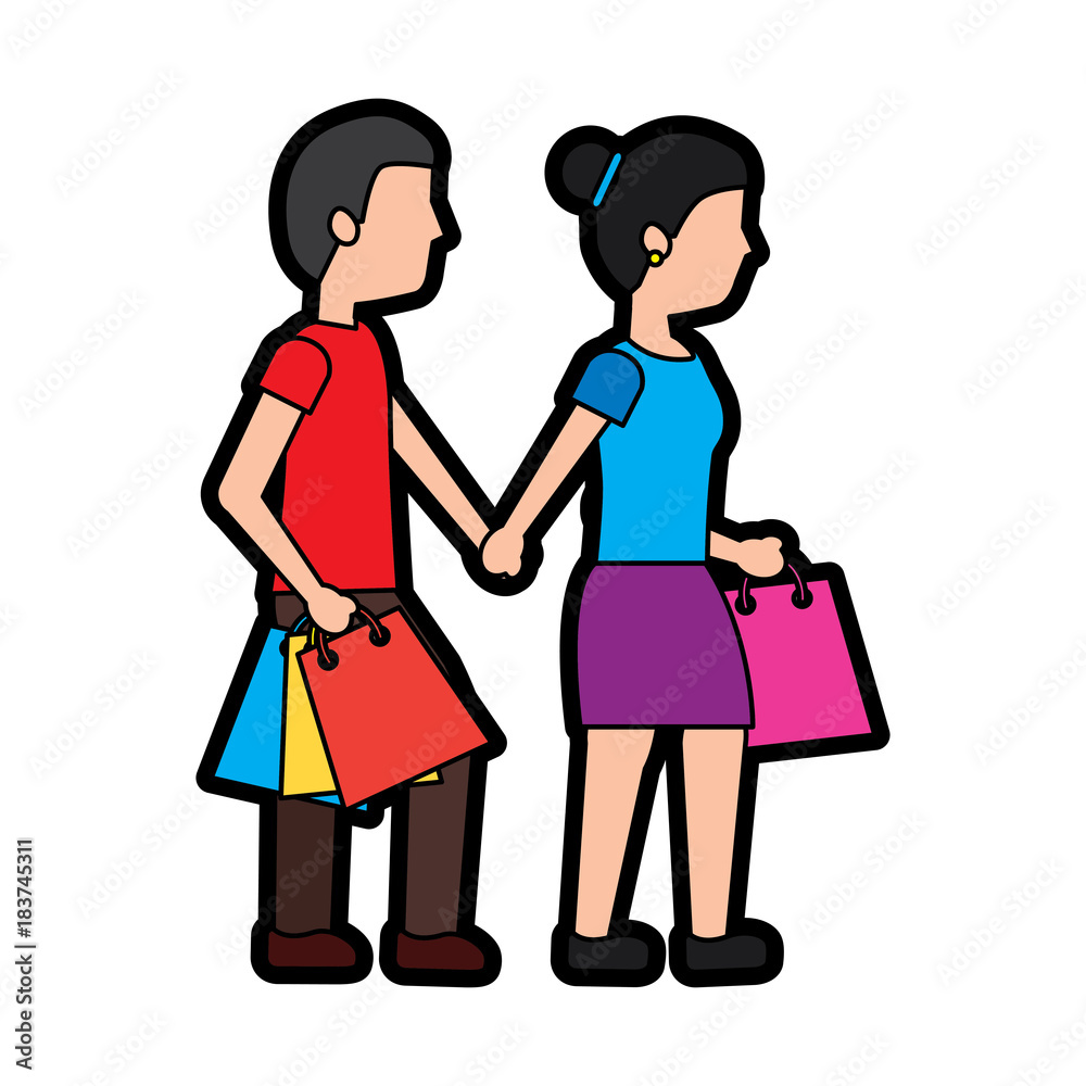 woman and man shopping icon image vector illustration design woman and man shopping icon image vector illustration design