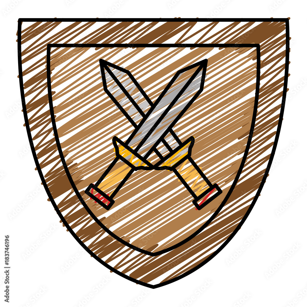 Fototapeta premium shield with warrior sword vector illustration design