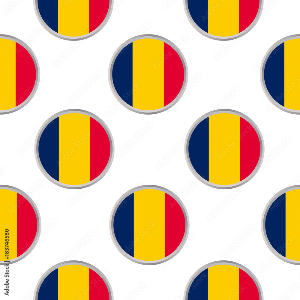 Fototapeta premium Seamless pattern from the circles with flag Republic of Chad
